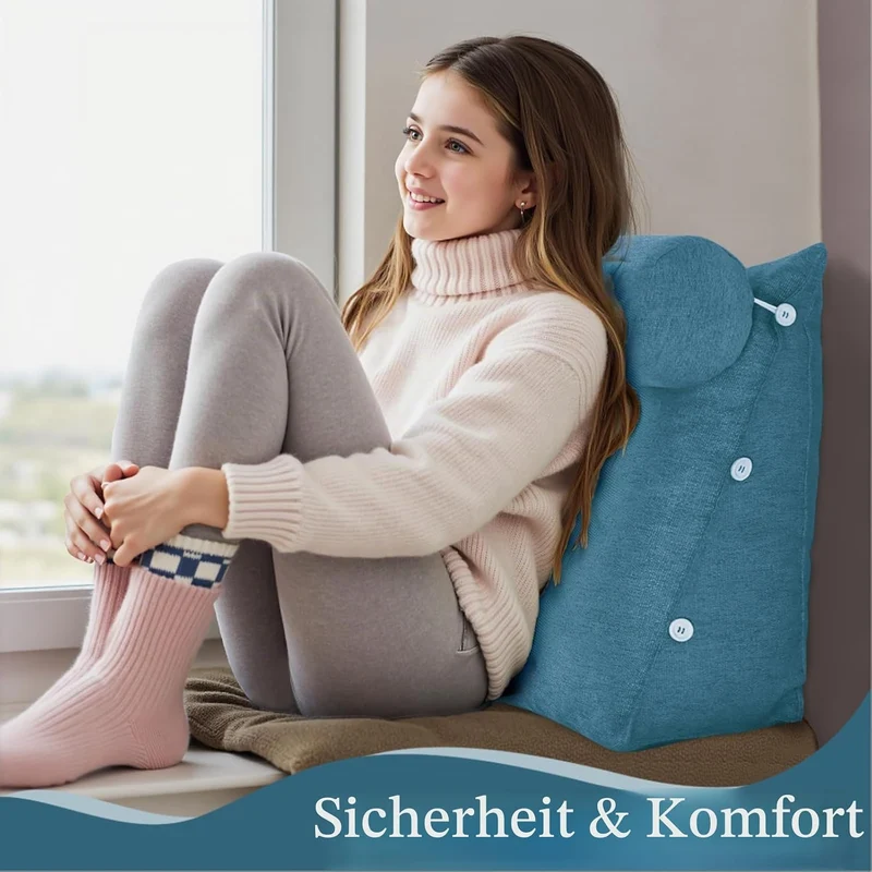 Bettkeil-Lesekissen, verstellbares Lesewurfkissen, dreieckiges Kissen, Keilkissen, Couchkissen für L