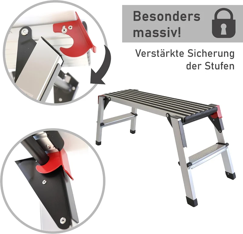 Lemodo Arbeitsplattform, klappbare Arbeitsbühne aus Aluminium, rutschfeste Standfläche, 150 kg belas