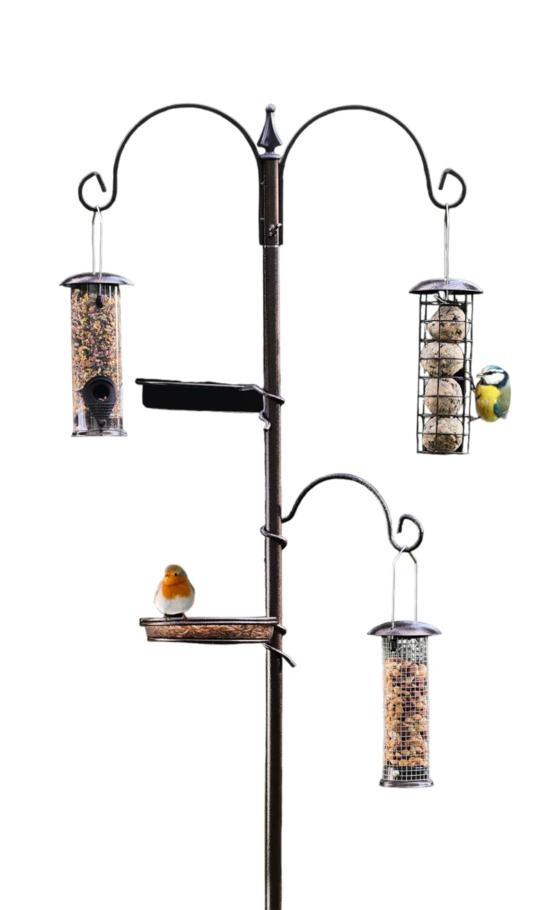 Vogelfutterstation mit Vogeltränke inkl. 3 Futtersäulen zum Befüllen 2705