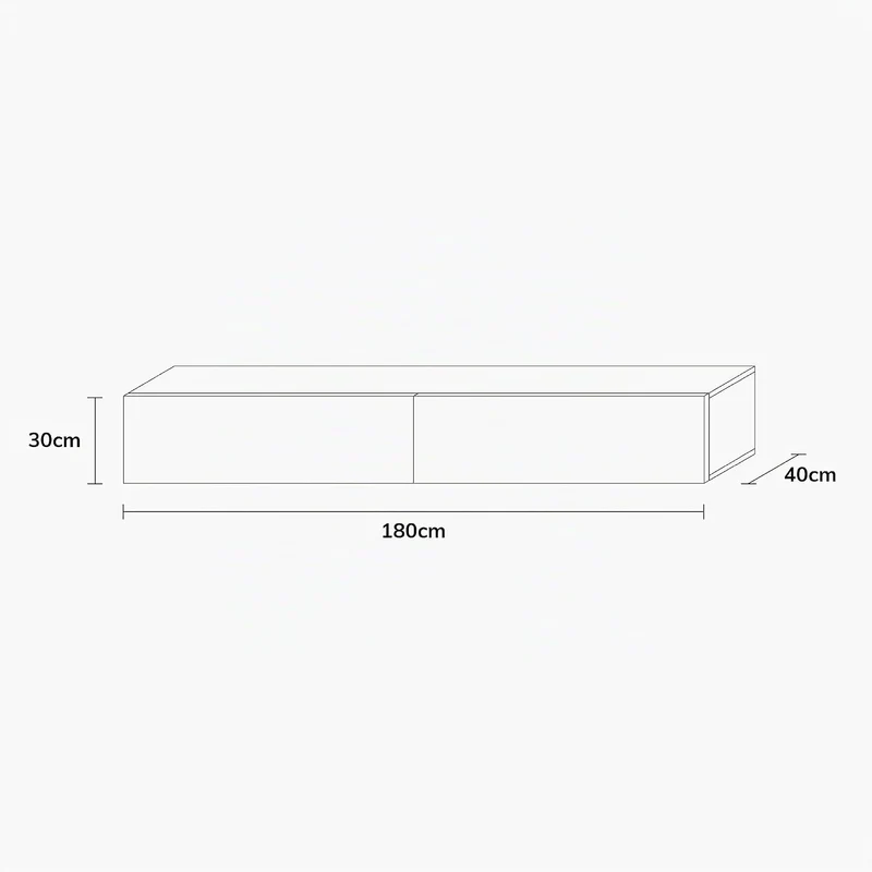 Wuun® TV Lowboard TV Board hängend I 100cm-280cm I Hängeschrank Wohnwand/Somero I Schwarz-Matt/Weiss