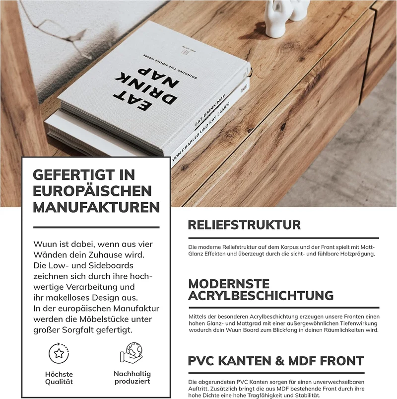 Wuun® TV-Lowboard Somero I 100cm bis 360cm I TV-Schrank & Hängeschrank für Wohnzimmer I Verschiedene