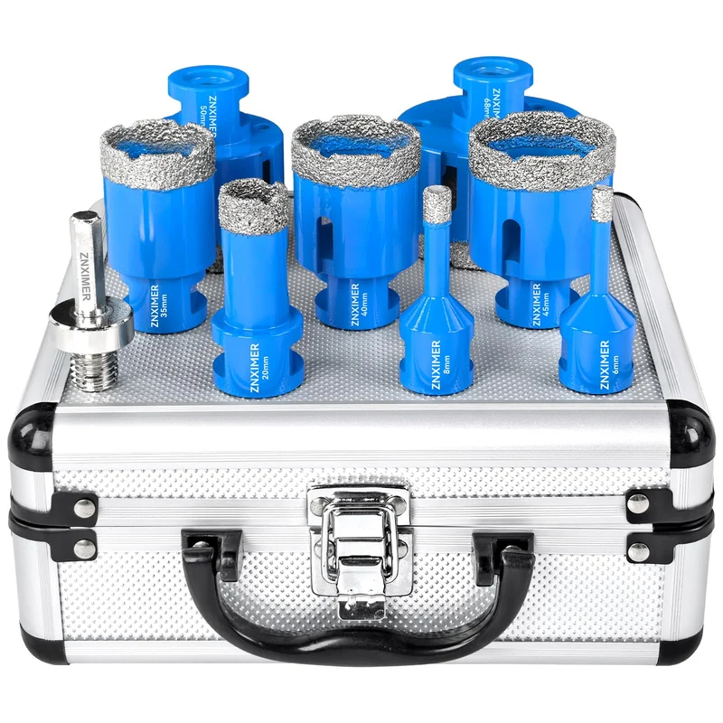 Diamant Fliesenbohrer Set 6/8/20/35/40/45/50/68mm + Adapter - 9 Stück M14 Diamantbohrer Lochsäge für