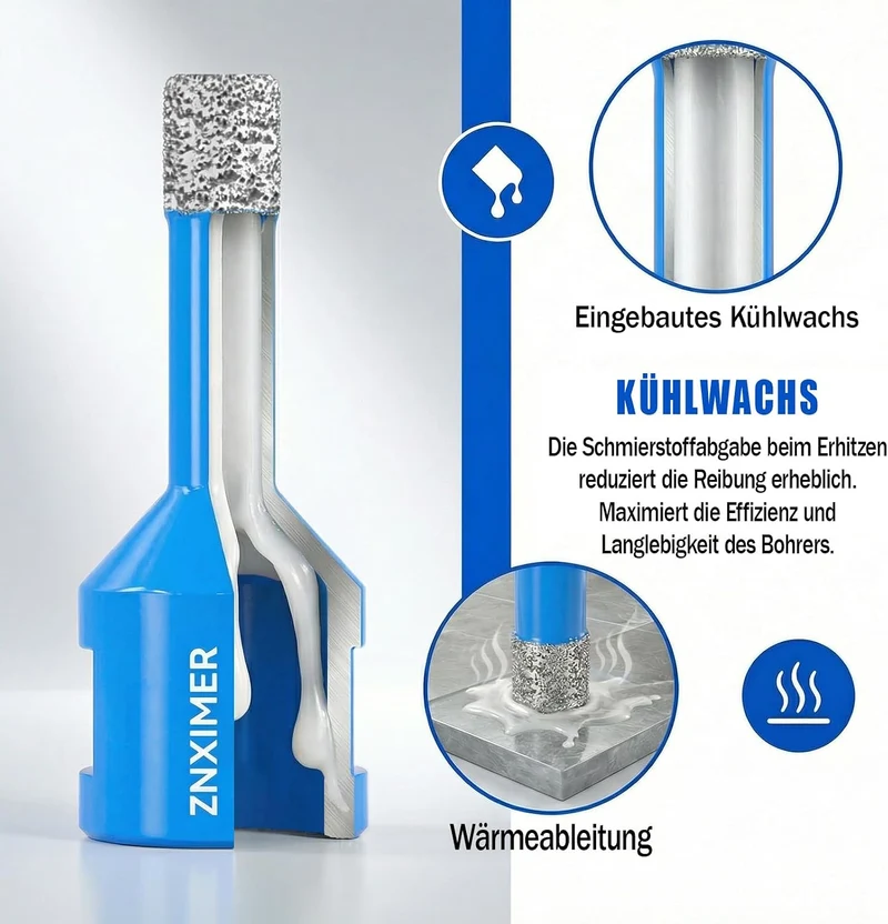 Diamant Fliesenbohrer Set 6/8/20/35/40/45/50/68mm + Adapter - 9 Stück M14 Diamantbohrer Lochsäge für