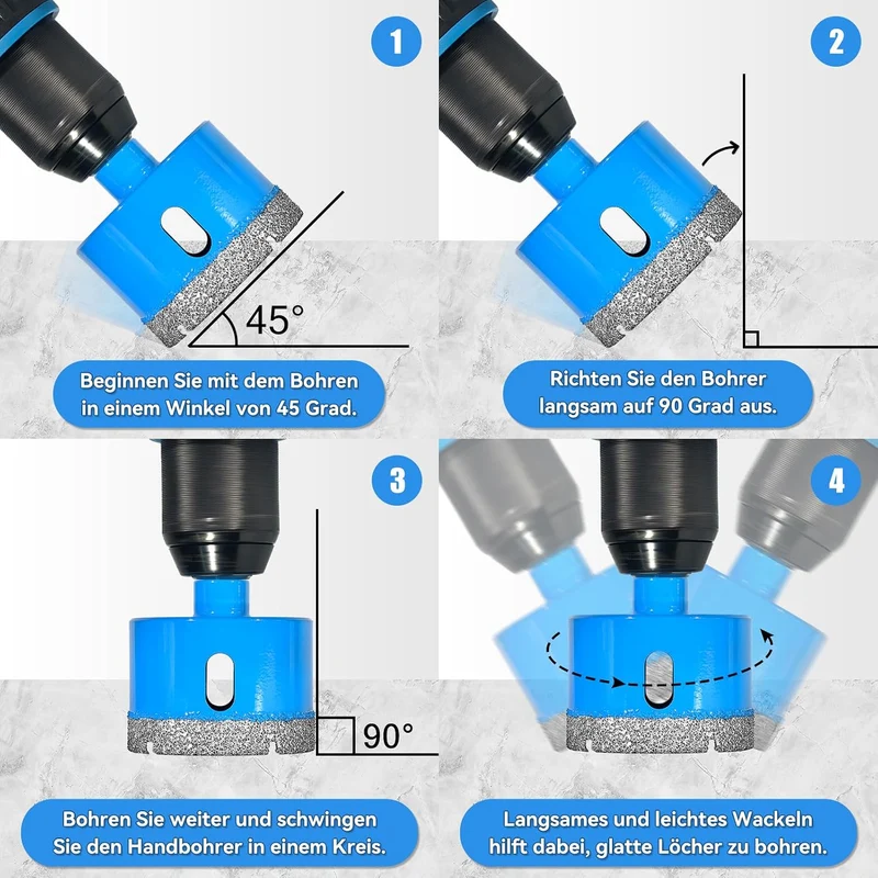 Diamant Fliesenbohrer Set 2 Stück 25 mm Vakuum Gelötet Trockenbohren Porzellan Fliesen Keramik Grani