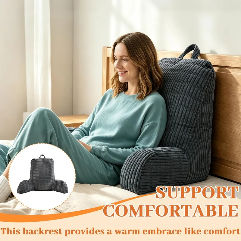 Lesekissen für Bett und Sofa, Rückenkissen Sitzkissen mit RüCkenlehne mit Handgelenkstütze, Armlehne