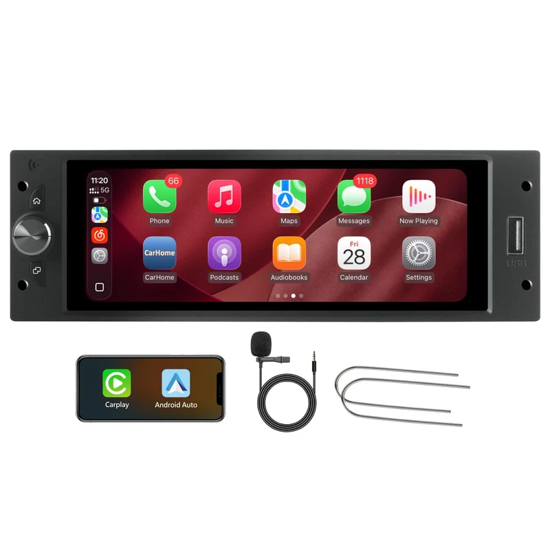 1 DIN Autoradio mit Bildschirm für Peugeot 206 207 307 308 3008 5008 Citroën C2 C3 C4 Picasso, Wirel
