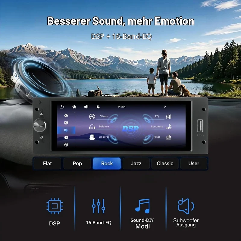 1 DIN Autoradio mit Bildschirm für Peugeot 206 207 307 308 3008 5008 Citroën C2 C3 C4 Picasso, Wirel