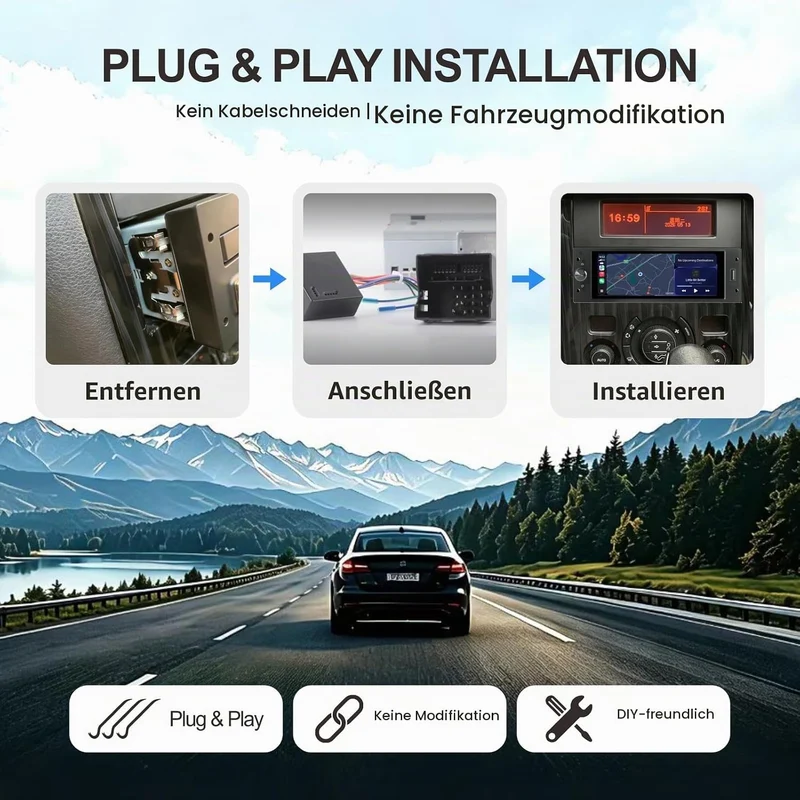 1 DIN Autoradio mit Bildschirm für Peugeot 206 207 307 308 3008 5008 Citroën C2 C3 C4 Picasso, Wirel