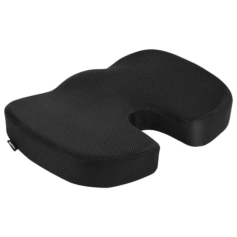 axisgo - Amazon Basics Rechteckig Memoryschaum-Sitzkissen für Bürostühle, Schwarz, 45 X 35.8 X 7.1 cm