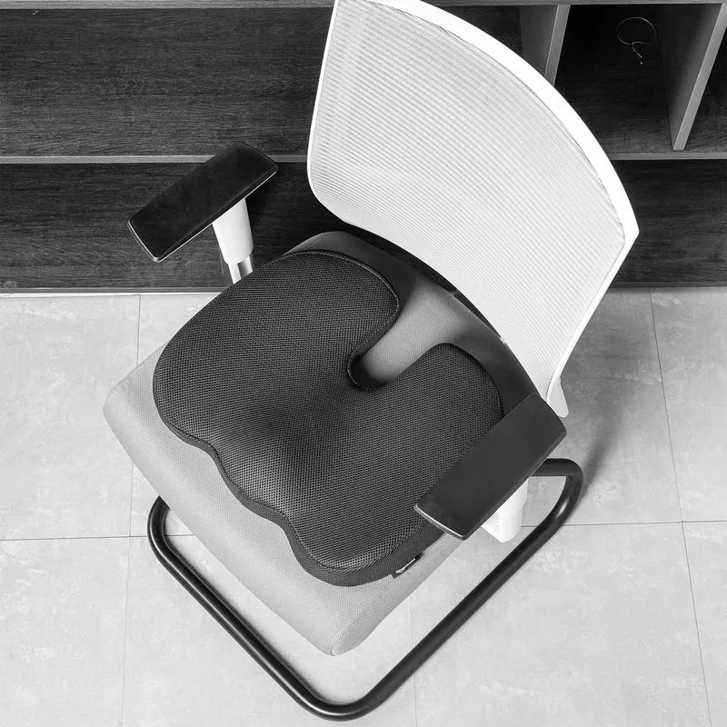 axisgo - Amazon Basics Rechteckig Memoryschaum-Sitzkissen für Bürostühle, Schwarz, 45 X 35.8 X 7.1 cm