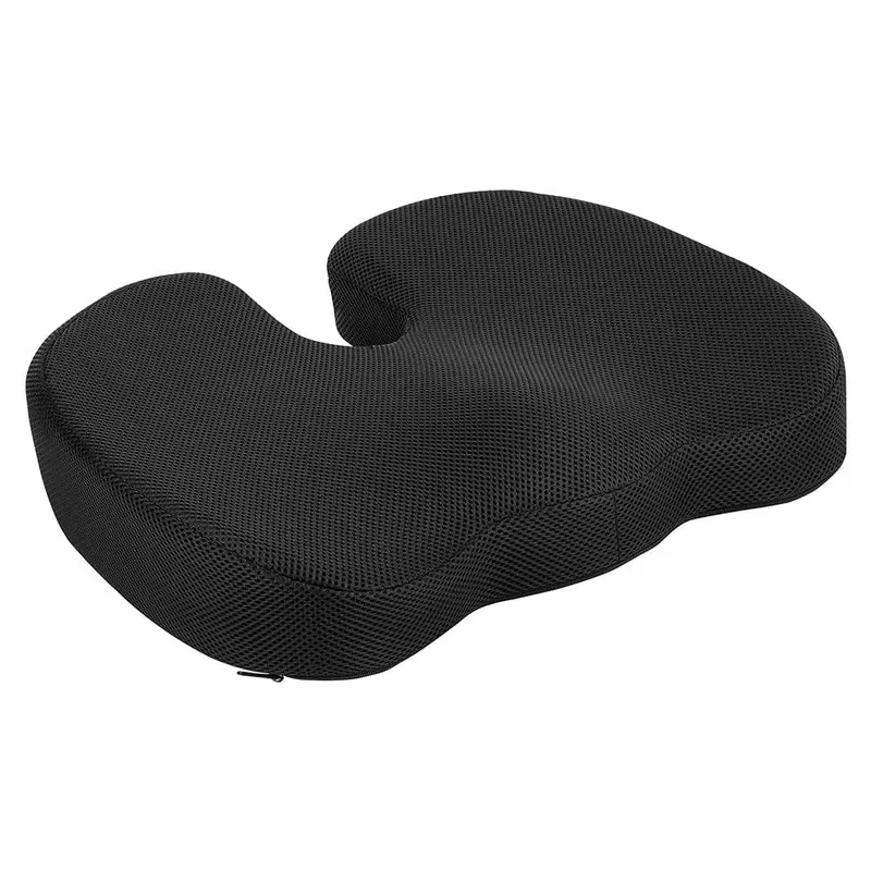 axisgo - Amazon Basics Rechteckig Memoryschaum-Sitzkissen für Bürostühle, Schwarz, 45 X 35.8 X 7.1 cm