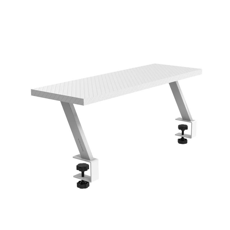 axisgo - Mars Gaming MGDS, Monitor-Erhöhung, Erhöht den Monitor um 17cm, Ergonomischer Tischständer aus Stahl, Carbonfaserplatte 60x20cm, Bildschirmhalterung für Schreibtische mit 10 bis 33mm Dicke, Weiß