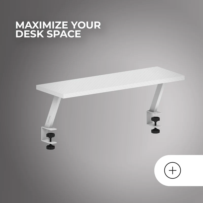 axisgo - Mars Gaming MGDS, Monitor-Erhöhung, Erhöht den Monitor um 17cm, Ergonomischer Tischständer aus Stahl, Carbonfaserplatte 60x20cm, Bildschirmhalterung für Schreibtische mit 10 bis 33mm Dicke, Weiß