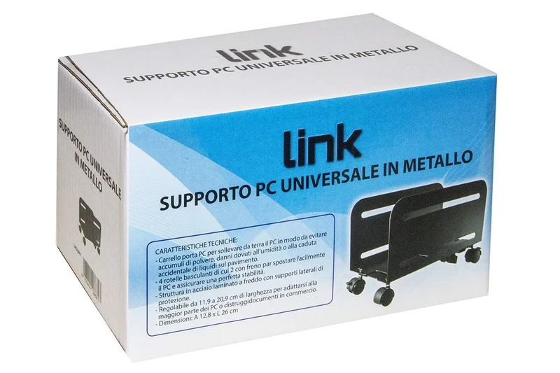 axisgo - LINK LKSUPF Verstellbarer Rollwagen von 11,9 cm bis 20,9 cm für PC oder Aktenvernichter Farbe Schwarz aus Metall mit Rädern