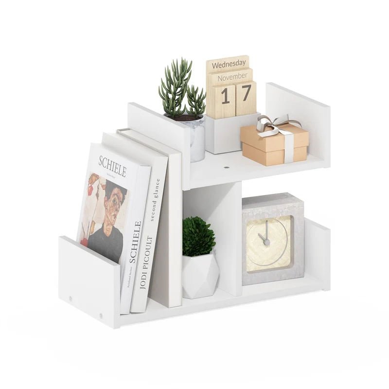 axisgo - Furinno Hermite Aufbewahrungs-Organizer aus Holz für Schreibtisch-Bücherregal für Heim- und Bürobedarf, Weiß, 3 Fächer
