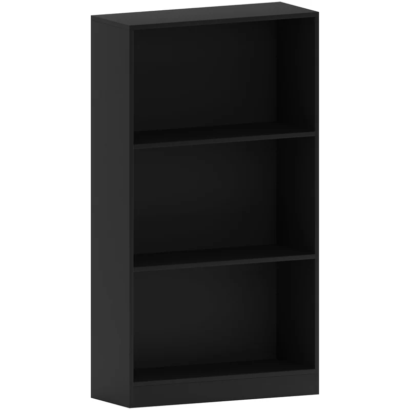 axisgo - Vida Designs Cambridge Bücherregal mit 3 Ebenen, mittelhoch, schwarz, Holz-Regaleinheit für Büro, Wohnzimmermöbel, 24 x 60 x 108 cm