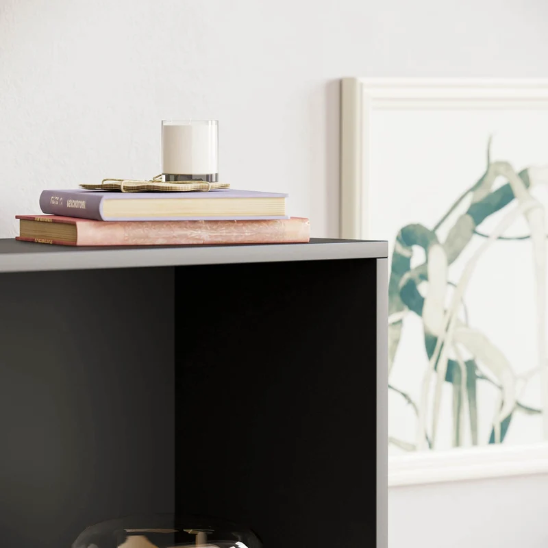 axisgo - Vida Designs Cambridge Bücherregal mit 3 Ebenen, mittelhoch, schwarz, Holz-Regaleinheit für Büro, Wohnzimmermöbel, 24 x 60 x 108 cm