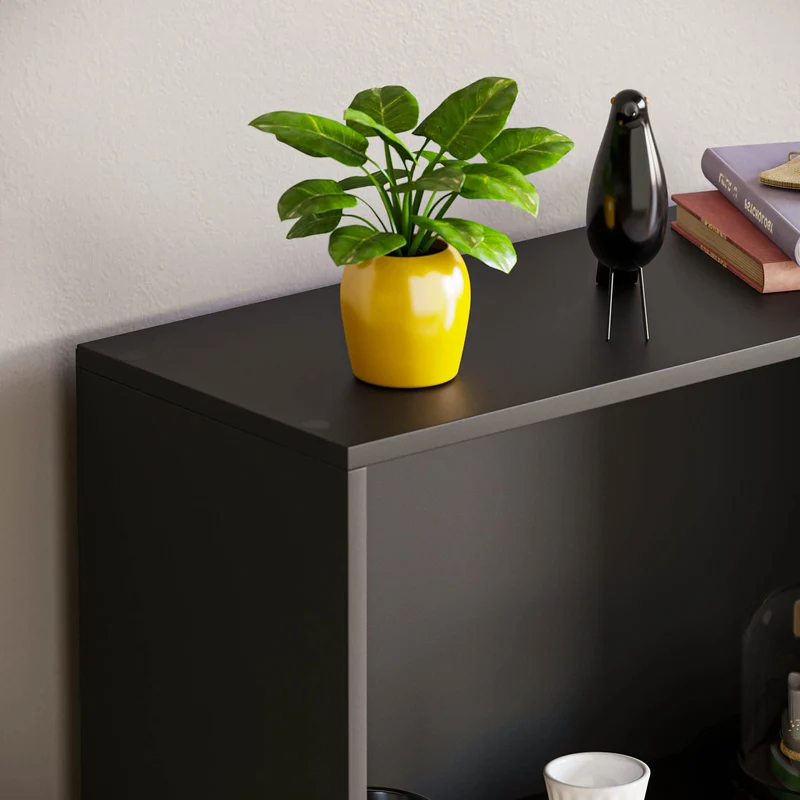 axisgo - Vida Designs Cambridge Bücherregal mit 3 Ebenen, mittelhoch, schwarz, Holz-Regaleinheit für Büro, Wohnzimmermöbel, 24 x 60 x 108 cm