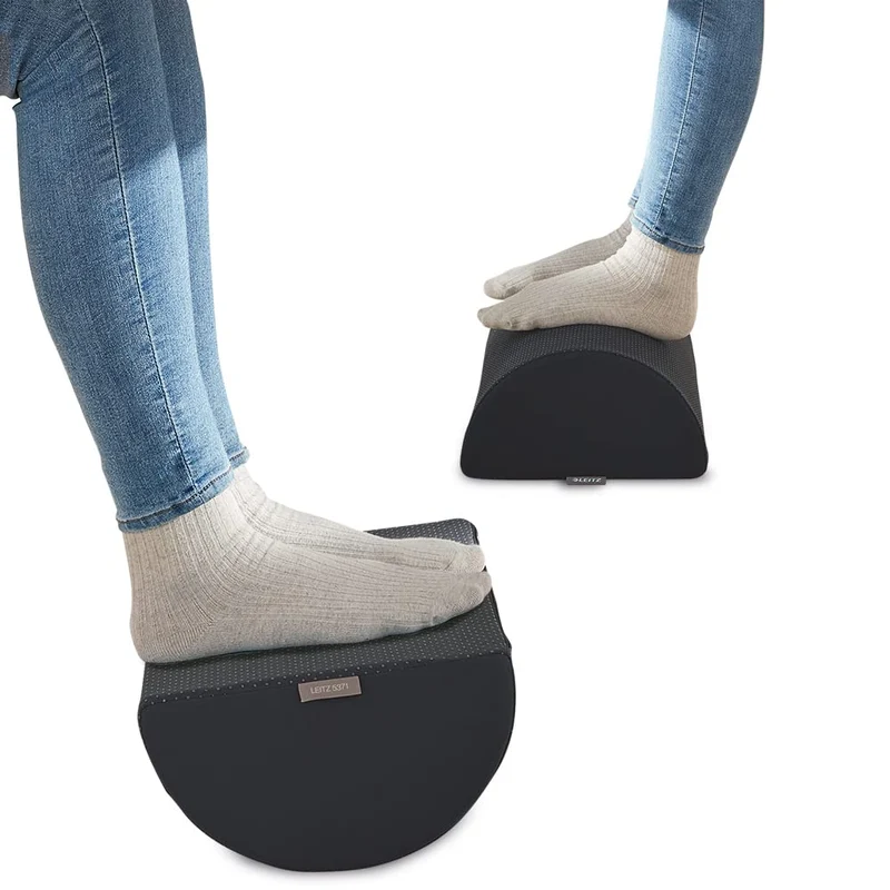 axisgo - Leitz Schreibtisch-Fußstütze, verstellbare Bein- & Kniestütze, ideal im Home Office, lindert Schulter- & Rückenschmerzen, Schaumstoff mit Stoffbezug, IGR-zertifiziert, Ergo Cosy Serie, Grau, 53710089