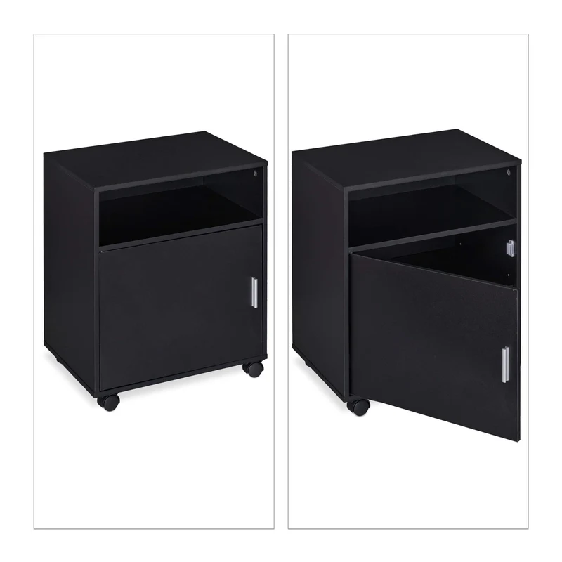 axisgo - Relaxdays Rollcontainer Büro & Home Office, HBT: 57 x 48 x 34 cm, schwarz