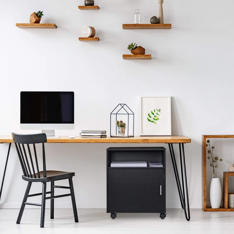 axisgo - Relaxdays Rollcontainer Büro & Home Office, HBT: 57 x 48 x 34 cm, schwarz