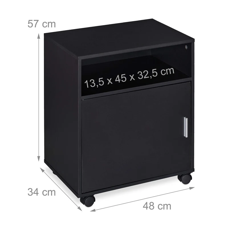 axisgo - Relaxdays Rollcontainer Büro & Home Office, HBT: 57 x 48 x 34 cm, schwarz