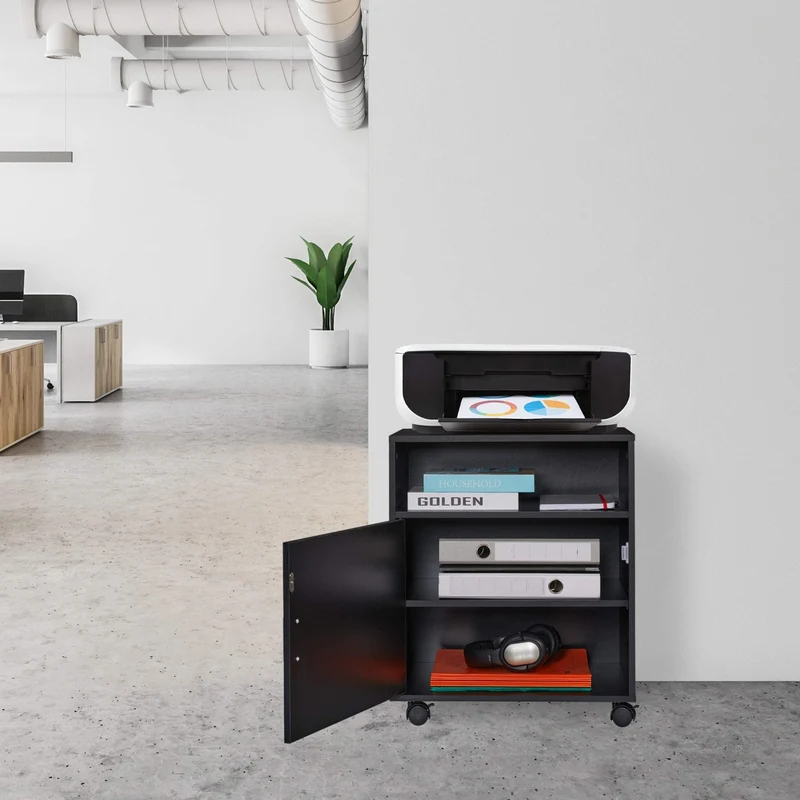 axisgo - Relaxdays Rollcontainer Büro & Home Office, HBT: 57 x 48 x 34 cm, schwarz