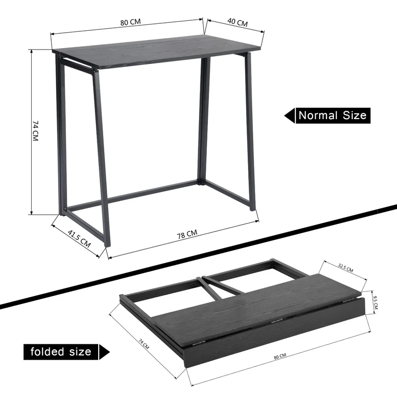 axisgo - MEUBLE COSY Klapptisch Kleiner Klappbarer Schreibtisch Laptoptisch aus Holz und Metall Computertisch fürs Büro, Wohnzimmer, Home Office, Industrie-Design, Schwarz