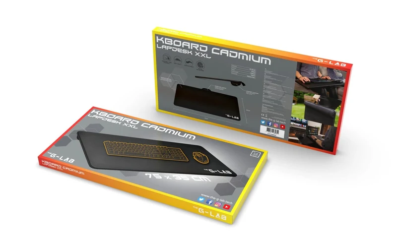 axisgo - THE G-LAB K-Board Cadmium Laptopablage mit XXL-Kissen, Ideal für Home Office/Gaming für Bett oder Sofa, Laptopständer 13"-19", Lapdesk Extra Large mit Griff