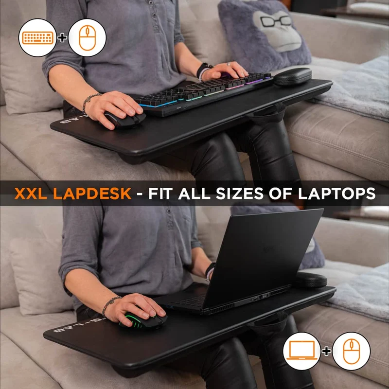 axisgo - THE G-LAB K-Board Cadmium Laptopablage mit XXL-Kissen, Ideal für Home Office/Gaming für Bett oder Sofa, Laptopständer 13"-19", Lapdesk Extra Large mit Griff