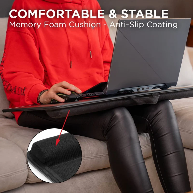 axisgo - THE G-LAB K-Board Cadmium Laptopablage mit XXL-Kissen, Ideal für Home Office/Gaming für Bett oder Sofa, Laptopständer 13"-19", Lapdesk Extra Large mit Griff