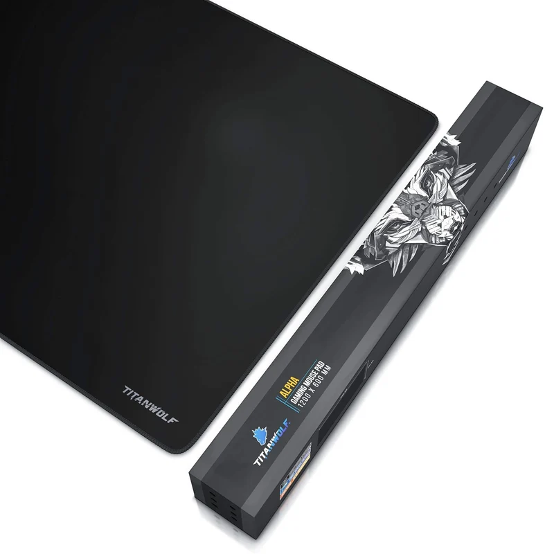 axisgo - Titanwolf- Übergröße Mauspad Gaming Titanwolf 1200x600mm XXXL Mousepad groß mit Motiv Tischunterlage Large Size - verbessert Präzision und Geschwindigkeit XXL z.B. für Logitech Maus und Tastatur