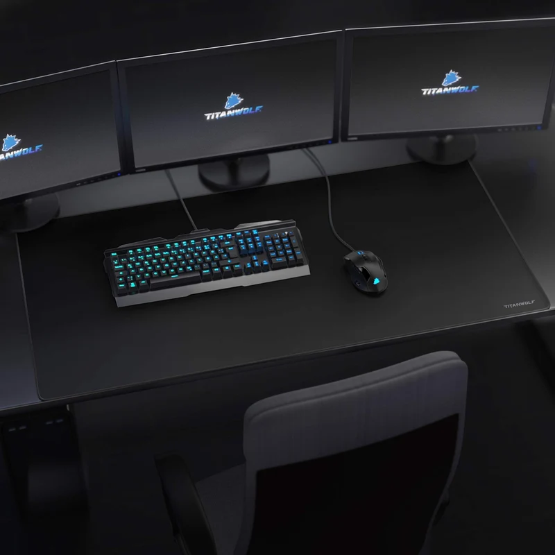 axisgo - Titanwolf- Übergröße Mauspad Gaming Titanwolf 1200x600mm XXXL Mousepad groß mit Motiv Tischunterlage Large Size - verbessert Präzision und Geschwindigkeit XXL z.B. für Logitech Maus und Tastatur