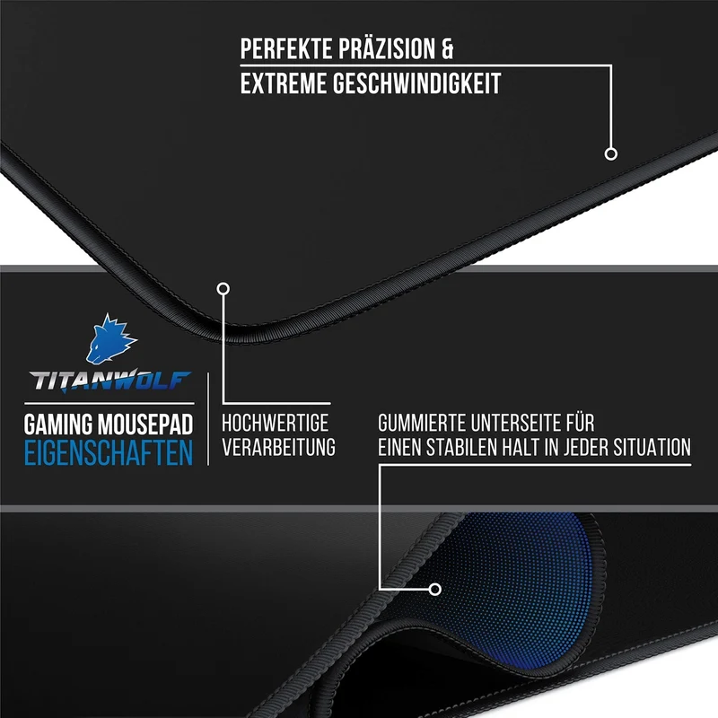 axisgo - Titanwolf- Übergröße Mauspad Gaming Titanwolf 1200x600mm XXXL Mousepad groß mit Motiv Tischunterlage Large Size - verbessert Präzision und Geschwindigkeit XXL z.B. für Logitech Maus und Tastatur