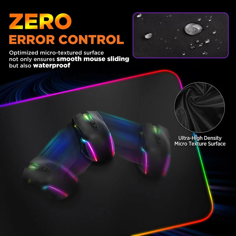 axisgo - Gimars Upgrade Gaming Mauspad RGB, 15W Kabelloser Schnellladung, 800x300x5mm, Mousepad XXL mit 10 Farben LED-Licht, Groß LED Mouse Pad Gaming Zubehör mit Glatter Oberfläche, Rutschfester Gummifuß