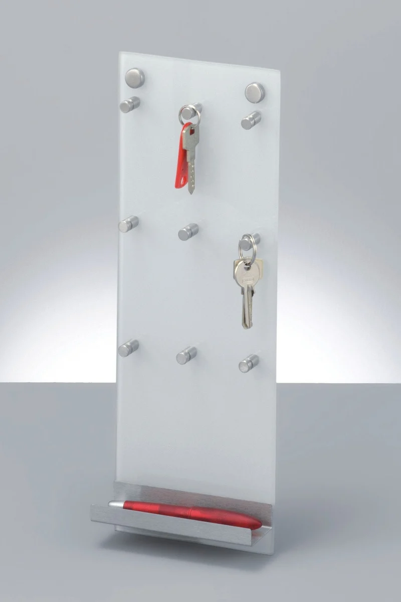 axisgo - Zeller 13879 Schlüsselbord, Glas/Edelstahl / 15 x 40