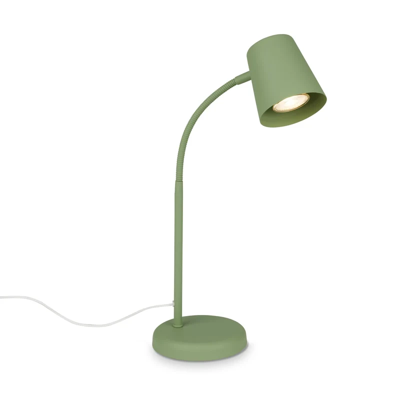 axisgo - BRILONER – Nachttischlampe, Schreibtischlampe Schwenkbar, Tischlampe GU10 für Home Office mit Kabelschalter, Leselampe, Lindgrün