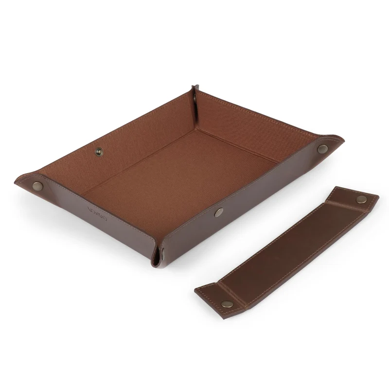 axisgo - Londo Leder Taschenleerer - Vide Poche - Ledertablett Organizer, Praktische Aufbewahrungsbox - für Geldbörsen, Uhren, Schlüssel, Münzen, Handys und Büroausstattung