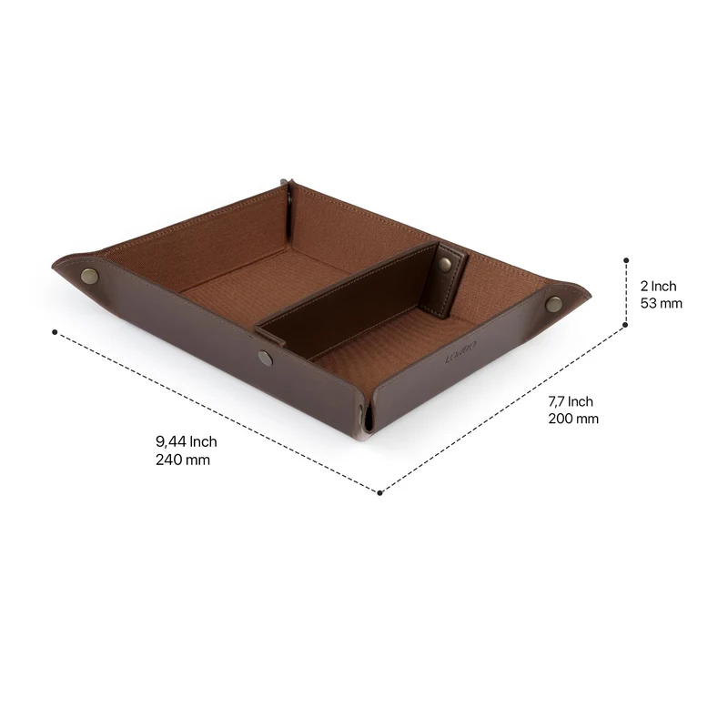 axisgo - Londo Leder Taschenleerer - Vide Poche - Ledertablett Organizer, Praktische Aufbewahrungsbox - für Geldbörsen, Uhren, Schlüssel, Münzen, Handys und Büroausstattung