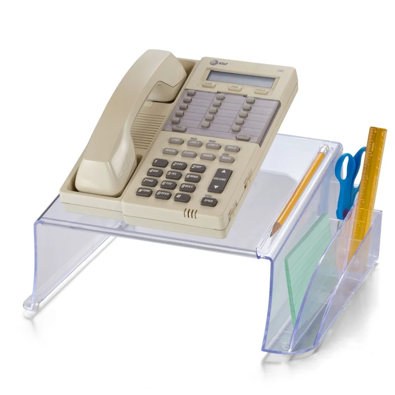 axisgo - Officemate Telephone Stand, Laptop Stand, Clear Plastic Computer Riser, Laptops Elevator for Desk, Clear (21524)