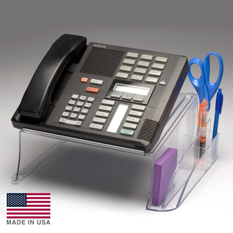 axisgo - Officemate Telephone Stand, Laptop Stand, Clear Plastic Computer Riser, Laptops Elevator for Desk, Clear (21524)