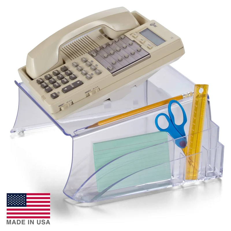 axisgo - Officemate Telephone Stand, Laptop Stand, Clear Plastic Computer Riser, Laptops Elevator for Desk, Clear (21524)
