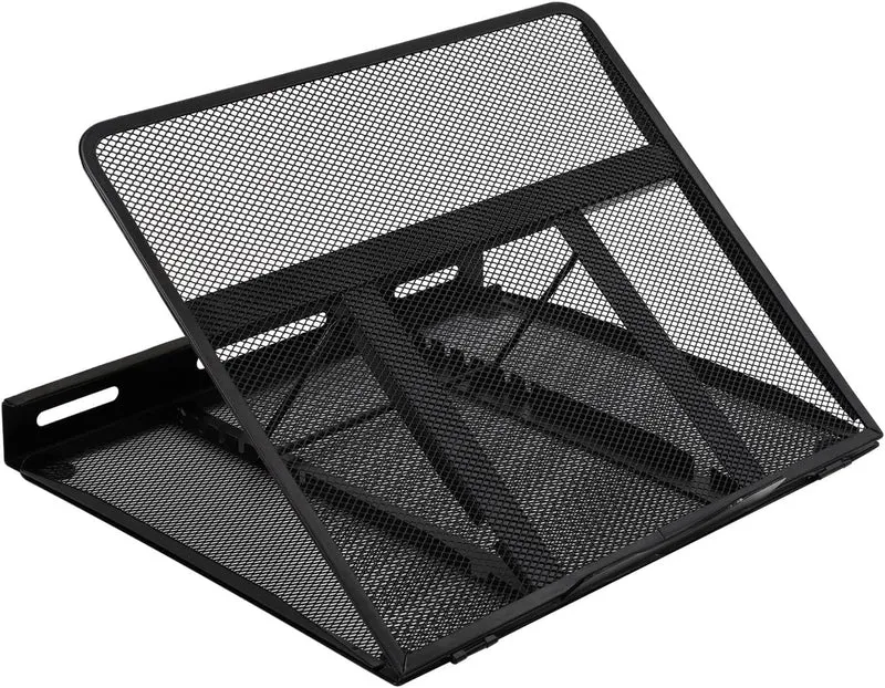 axisgo - Amazon Basics Belüfteter, verstellbarer, ergonomischer Laptopständer, passend für ein Notebook bis 43,9 cm (17,3 Zoll), 33 x 28.7 x 18.5 cm, Schwarz