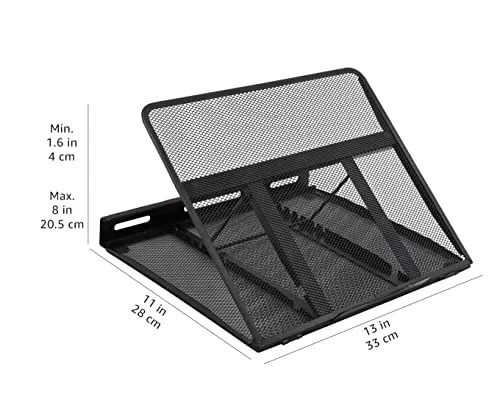 axisgo - Amazon Basics Belüfteter, verstellbarer, ergonomischer Laptopständer, passend für ein Notebook bis 43,9 cm (17,3 Zoll), 33 x 28.7 x 18.5 cm, Schwarz