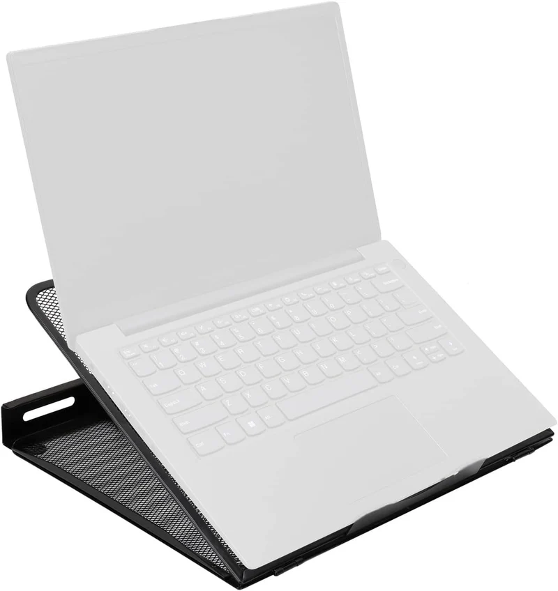 axisgo - Amazon Basics Belüfteter, verstellbarer, ergonomischer Laptopständer, passend für ein Notebook bis 43,9 cm (17,3 Zoll), 33 x 28.7 x 18.5 cm, Schwarz