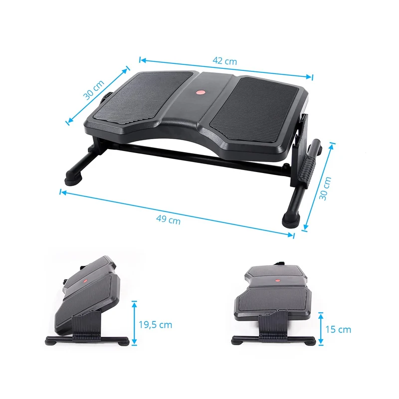 axisgo - hjh OFFICE 830012 Fußstütze Büro PODI II ergonomische Fußablage höhenverstellbar & neigbar, Fußtritt rutschfest