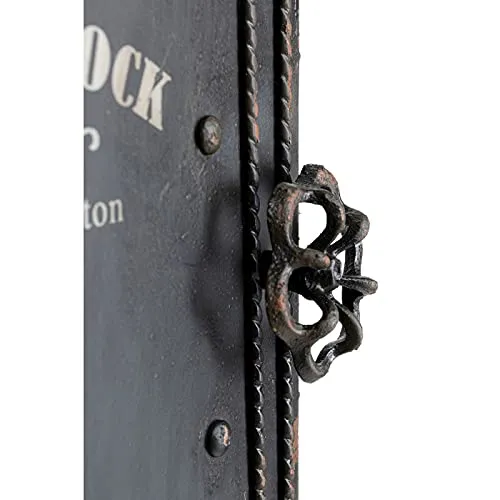 axisgo - Kare Design Schlüsselkasten Safe, Schwarz, Schrank, Vintage Safe, mit 6 Haken, Stahl, Klein, 31x24x13 cm (H/B/T)