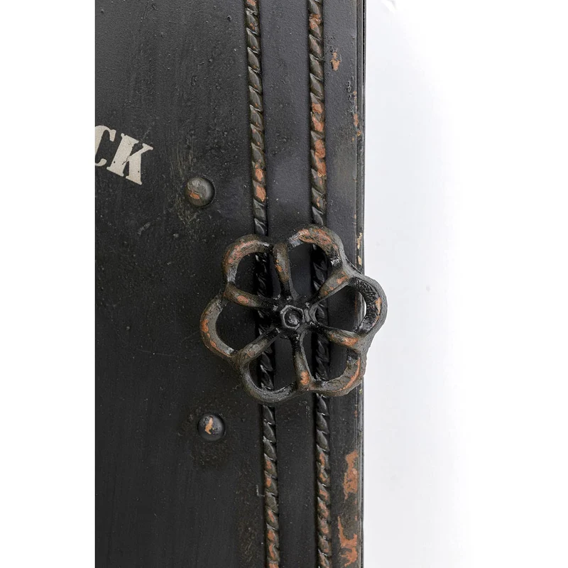 axisgo - Kare Design Schlüsselkasten Safe, Schwarz, Schrank, Vintage Safe, mit 6 Haken, Stahl, Klein, 31x24x13 cm (H/B/T)