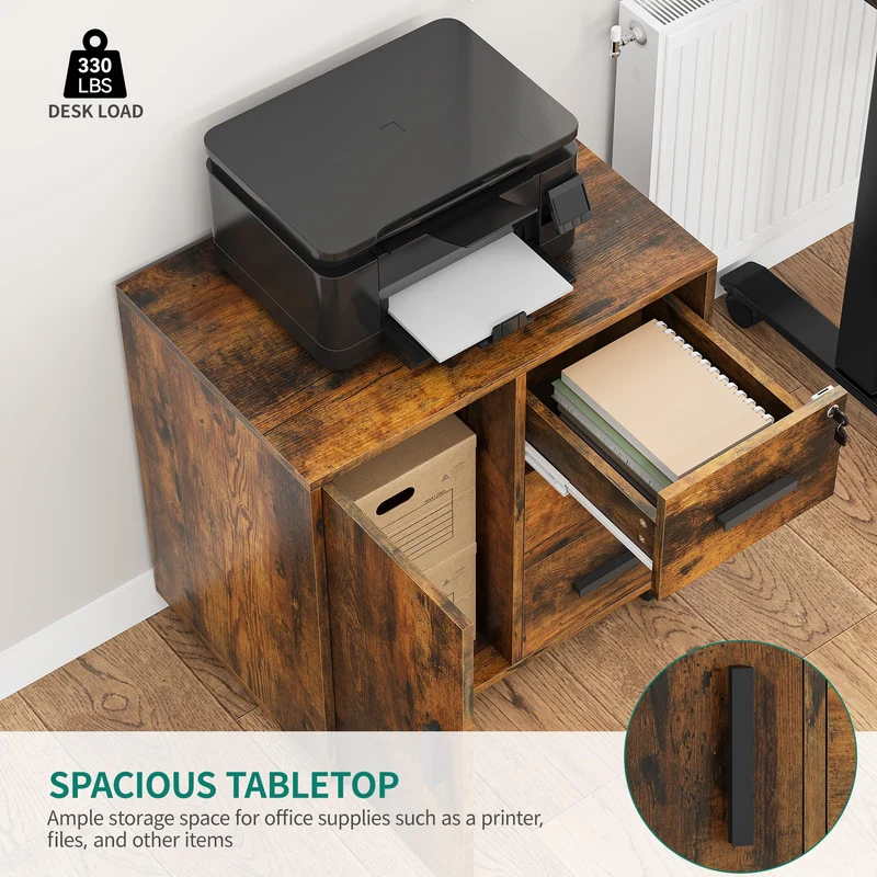 axisgo - YITAHOME Bürocontainer Schubladenschrank Rollschrank Rollwagen, Rollcontainer mit 3 Schubladen, Mobiler Aktenschrank mit Rädern, Schubladenkommode für Zuhause Büro, 60x40x57 cm (Vintagebraun)