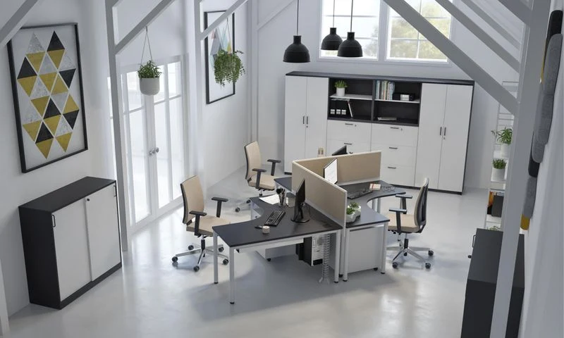 Eckschreibtisch E10: Platzsparender Arbeitsplatz